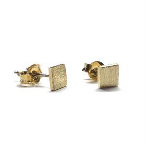 Tiny Square Gold Brushed Stainless Steel Metal Sterling silver Post Earrings